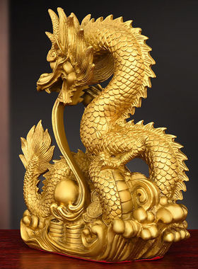 铜龙摆件铜生肖龙戏珠龙五爪金龙家居办公室装饰品大号祥龙献瑞