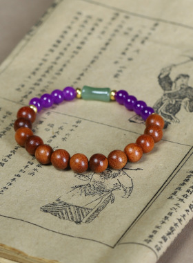 鸿意原创设计花梨木DIY玉竹隔珠手链女款佛珠念珠文玩手串配饰品