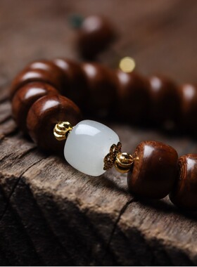 原创diy设计六道降龙木手串手工编绳配饰男女士复古佛珠手链念珠