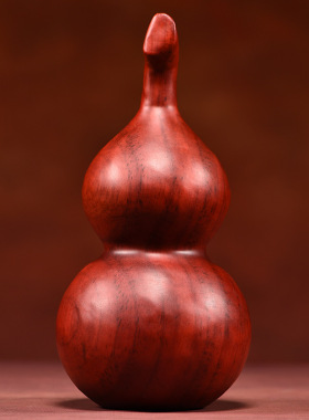红色花梨木雕葫芦摆件木质葫芦家居客厅办公室装饰工艺品乔迁礼品