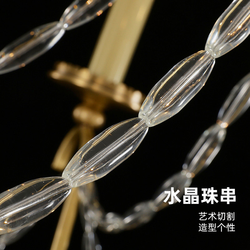 美式全铜水晶客厅vc吊灯轻奢洒店蜡烛灯别墅大气复古会所餐厅灯_虎窝淘