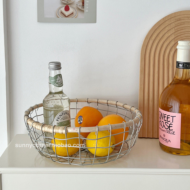田园风桌面杂物铁艺收纳篮子手工编织水果篮收纳筐零食面包陈列篮,淘宝优惠券,粉丝福利购,淘宝优惠卷