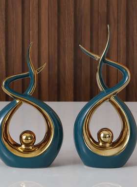 跨境热销抽象轻奢陶瓷摆件 客厅电视柜玄关博古架陶瓷装饰工艺品