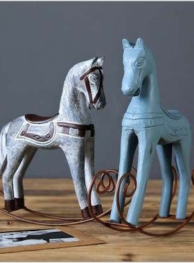 摇马摆件北欧风格复古树脂家居饰品装饰创意礼品工艺品搁架摆设