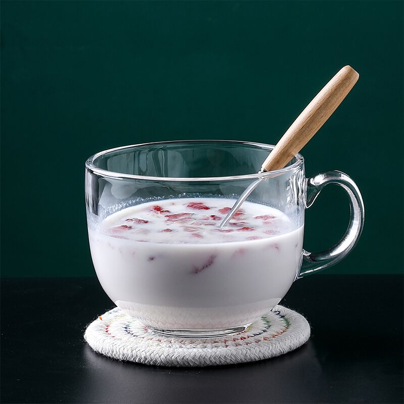 tinyhome日式简约玻璃牛奶早餐杯泡麦片杯子家用杯创意大号咖啡杯 - 图3
