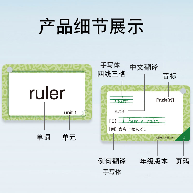 英语词汇单词卡片人教版小学生三年级四年级五六年级上册下册同步-图1