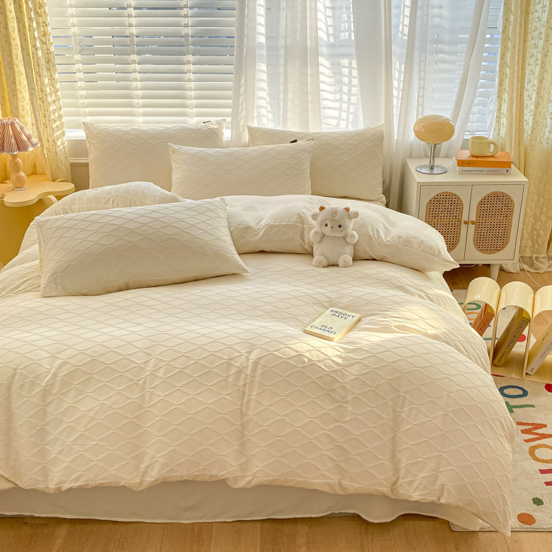 泡泡纱床上四件套简约纯棉宿舍床单 伊诺恩床品套件/四件套/多件套