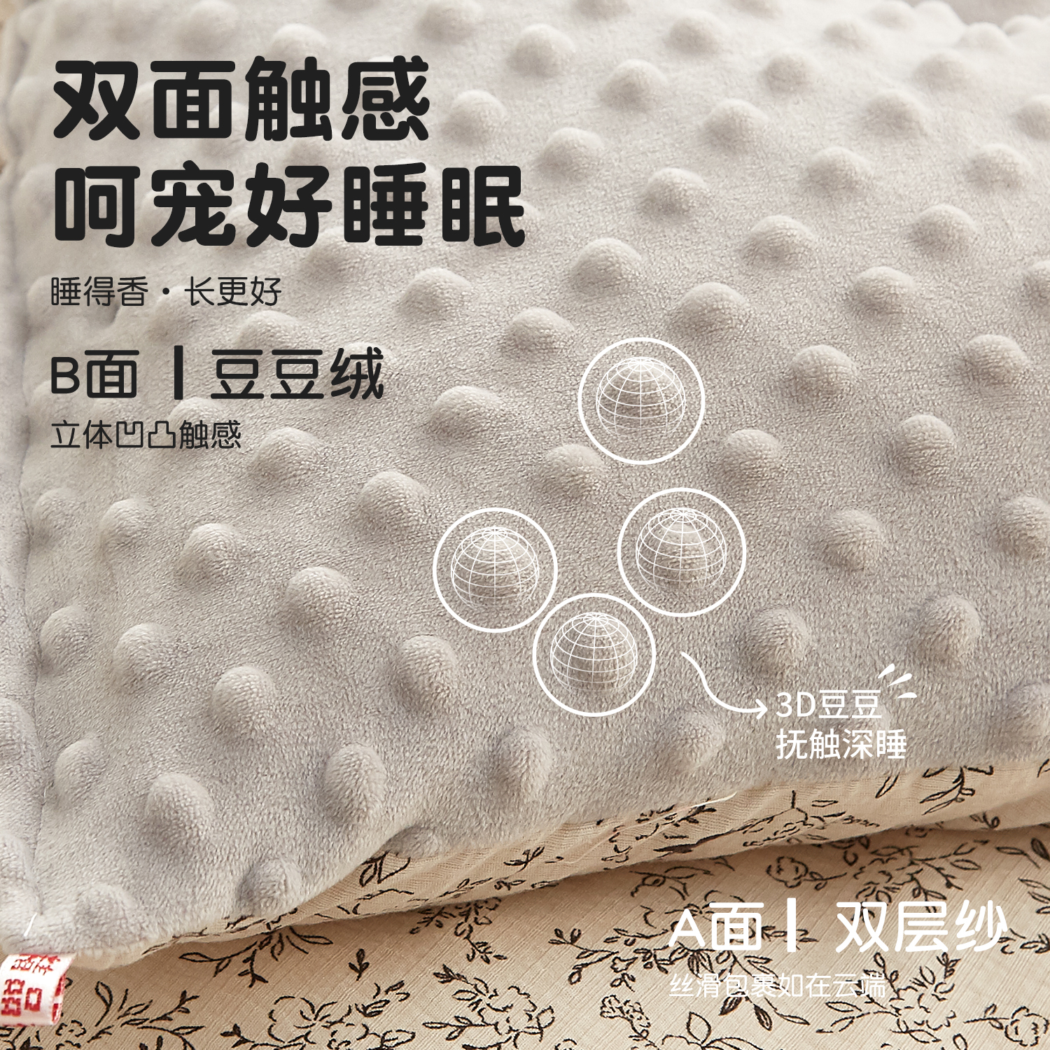 A类云感双层纱抗菌棉被家用卧室豆豆绒冬被学生宿舍春秋被一体被 - 图0