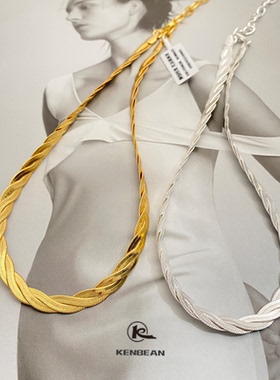 鱼鳞蛇骨链黄铜镀18K项链高保色