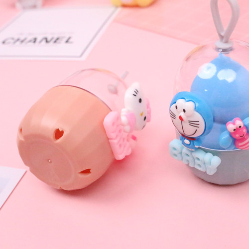 可爱卡通图美妆蛋收纳盒拎手挂钩式胶囊蛋壳防尘旅行便携粉扑盒 - 图1