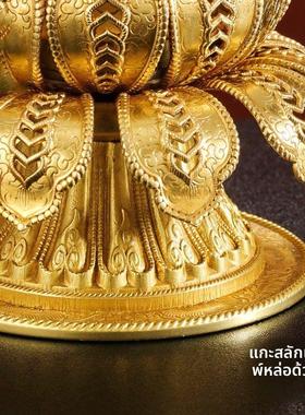 纯铜慧宝雕花手摇转金轮金幢底座多款莲花座手摇座藏传用纯铜摆件