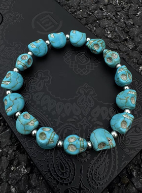 afaaa新款骷髅手串高级感纯手工cleanfit哥特风 朋克复古手链饰品