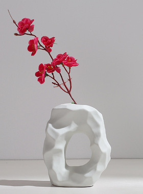 白色陶瓷花瓶现代简约餐桌客厅摆件家居家饰干花花器插花商务礼品