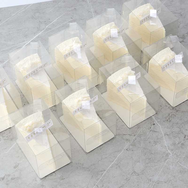 透明千层蛋糕手提盒慕斯泡芙白色切块2468寸切件打包盒西点烘焙 - 图0