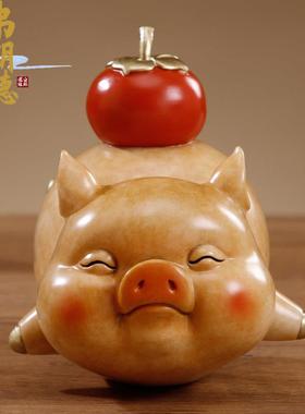 弗朗德诸事大吉家居饰品客厅卧室办公桌面礼品铜猪摆件吉祥物金猪