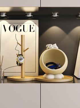 可爱小熊钥匙收纳玄关置物架摆件入户门客厅装饰搬家乔迁新居礼品