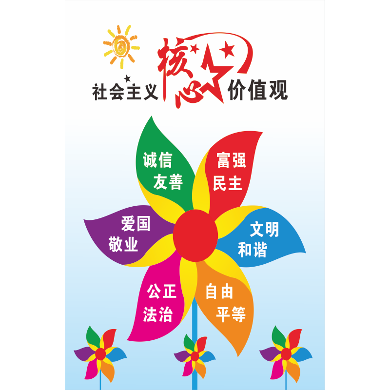社会主义核心价值观墙贴幼儿园小学中国梦教室党建宣传栏标牌贴纸-图3