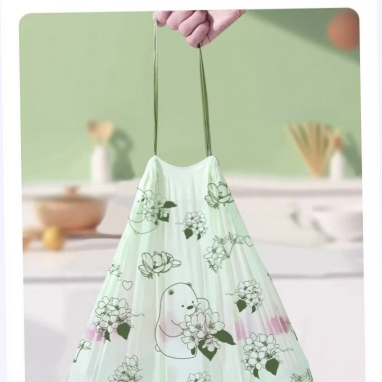 印花抽绳垃圾袋家用客厅手提式塑料袋宿舍拉级袋