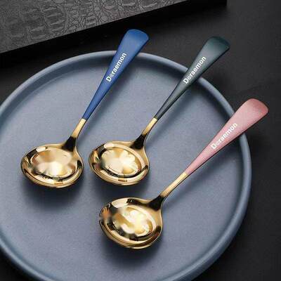 不锈钢叮当猫星巴勺子家用网红精品小勺创意ins韩式可爱女神勺子