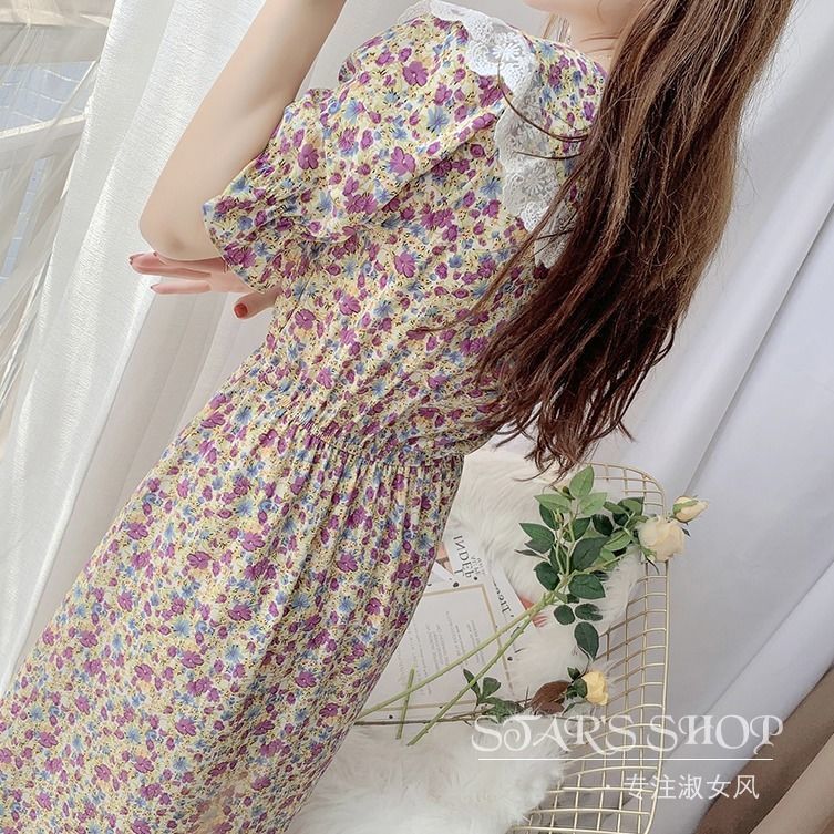 小个子碎花显瘦连衣裙女夏季仙女裙