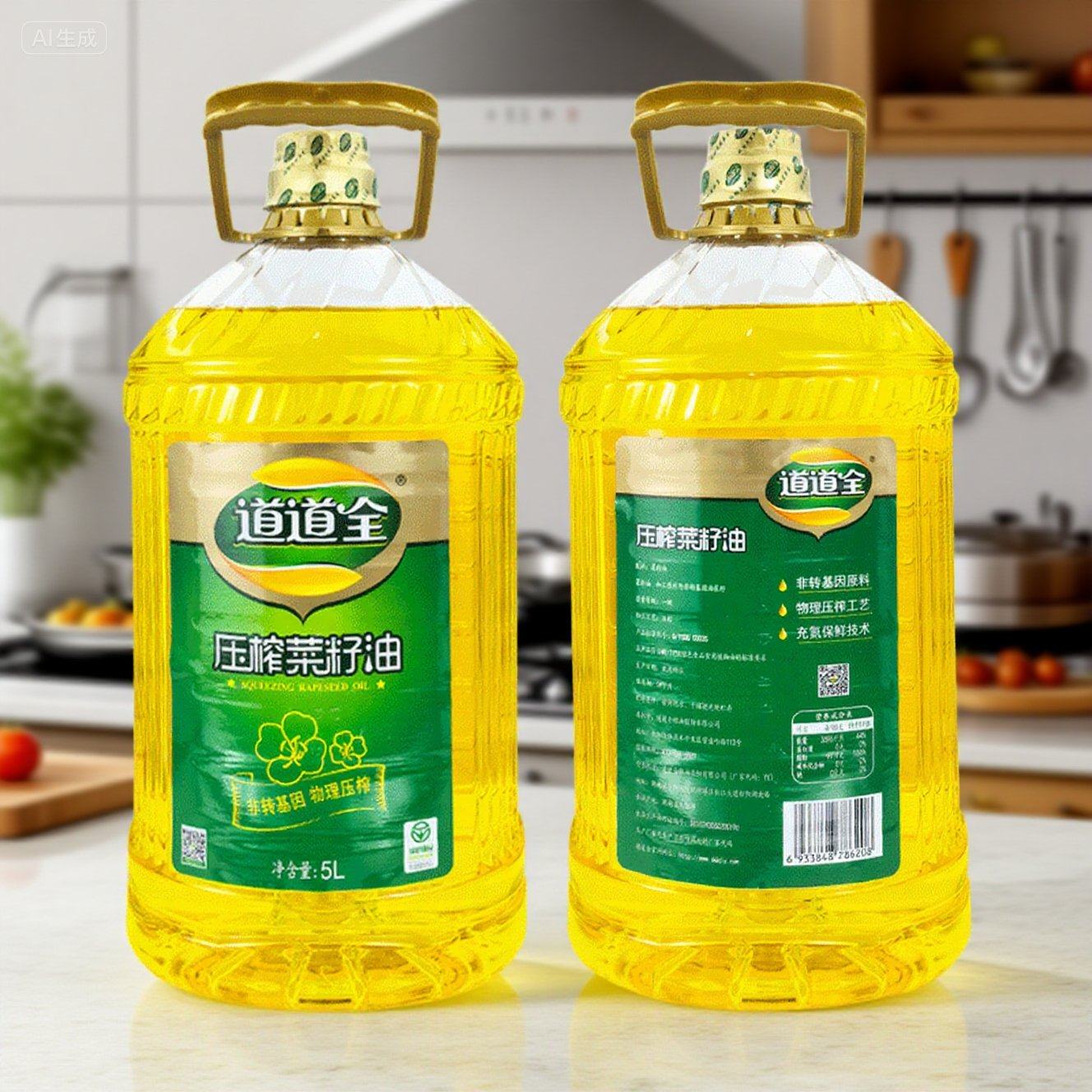 【5L*4瓶】道道全压榨菜籽油非转基因物理压榨绿色食品家用商用,淘宝优惠券,粉丝福利购,淘宝优惠卷