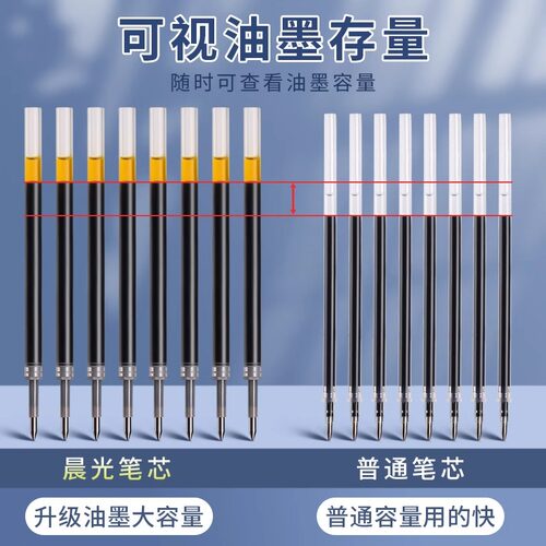 笔芯晨光官方旗舰店正品g5按动笔芯k35中性笔笔芯g-5按压式红蓝黑色0.5mm全针管子弹头按动签字GP1008替换芯 - 图3