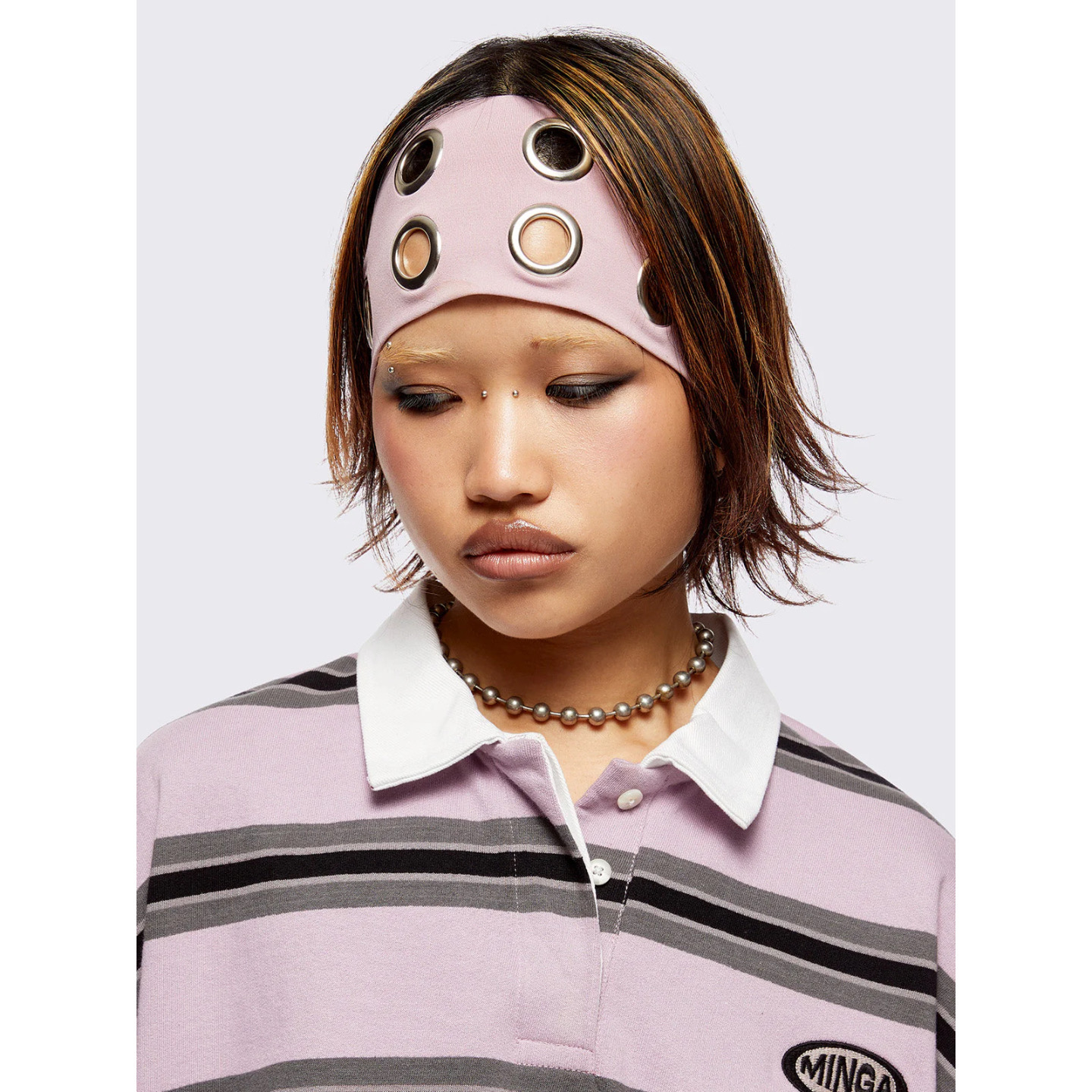 Minga 新品美式复古Y2K装饰 格纹/豹纹/素色圆环/铆钉设计发带 - 图2