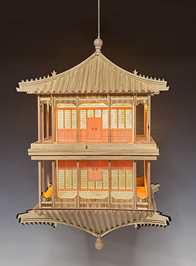 新中式木质创意吊篮摆件