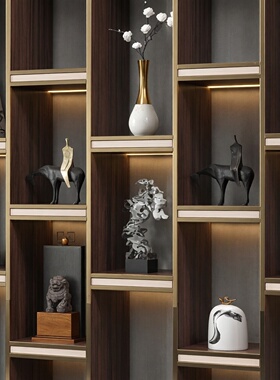 新中式客厅玄关摆件酒店酒柜装饰