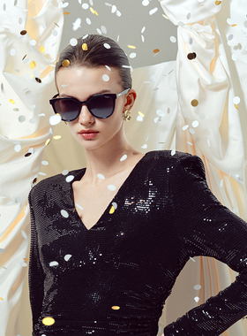 Polaroid宝丽来偏光墨镜方圆框猫眼女款太阳镜户外防紫外线0050