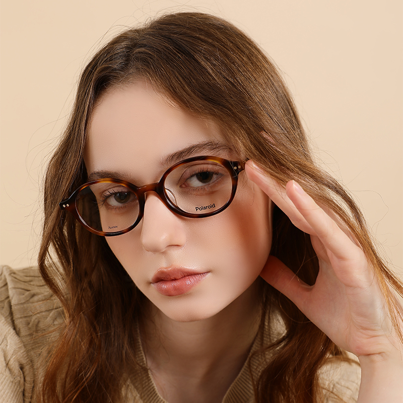 宝丽来近视眼镜框玳瑁椭圆小框书呆子眼镜女款防蓝光可配度数0122