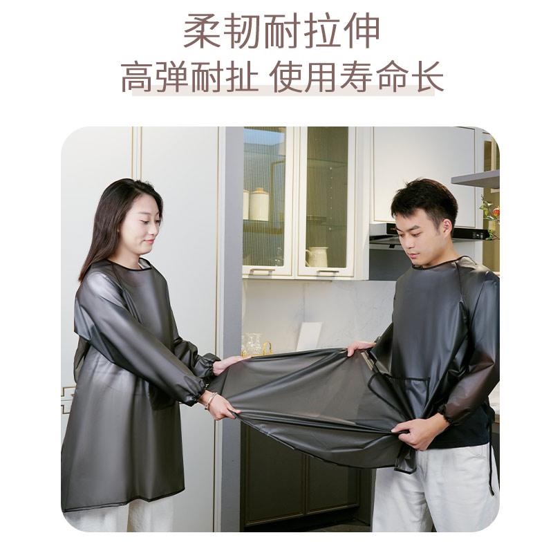 围裙厨房家用2024新款TPU防水防油长袖工作服女餐饮专用罩衣全包 - 图0