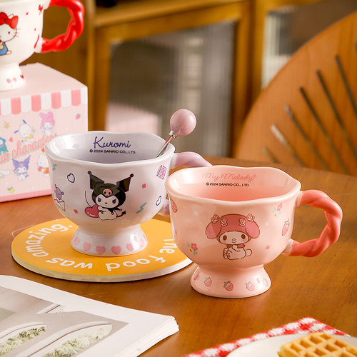 三丽鸥正版马克杯可爱HelloKitty联名陶瓷杯子女生家用喝水咖啡杯 - 图3