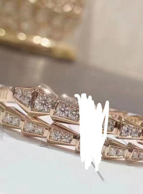 t家v金满钻天然白贝母蛇骨手镯女轻奢气质感时尚手饰2024新款