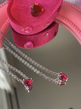 sweetbones红色爱心项链锁骨链水晶吊坠辣妹