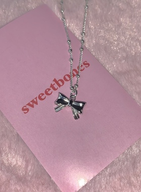 sweetbones925银芭蕾少女蝴蝶结项链