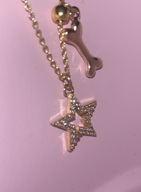 sweetbones金色星星锆石项链骨头项链原创小众设计感