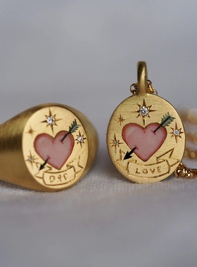 sweetbones轻奢彩绘爱心项链吊坠