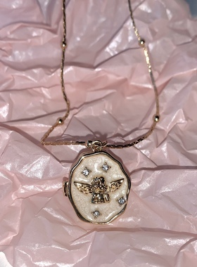 sweetbones复古辣妹小天使可开合相册项链ins吊坠