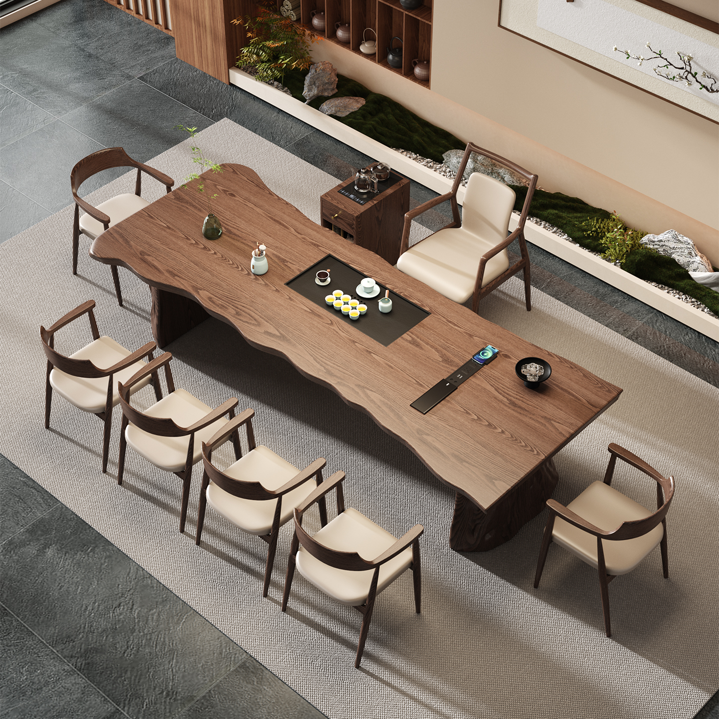 宋代美学禅意茶桌实木大板办公室接待泡茶台2025新款高端客厅家用 - 图0