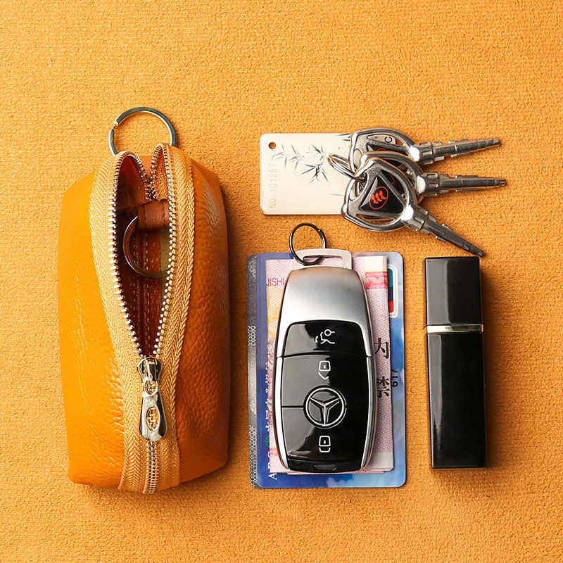 简约大容量通用车钥匙包女小巧收纳韩国真皮迷你锁匙包套家用可爱-图1