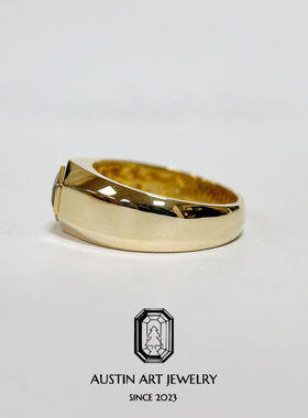 AUSTIN·新品 质感中性风戒指 培育蓝宝石 皇家蓝 925银厚镀22K金