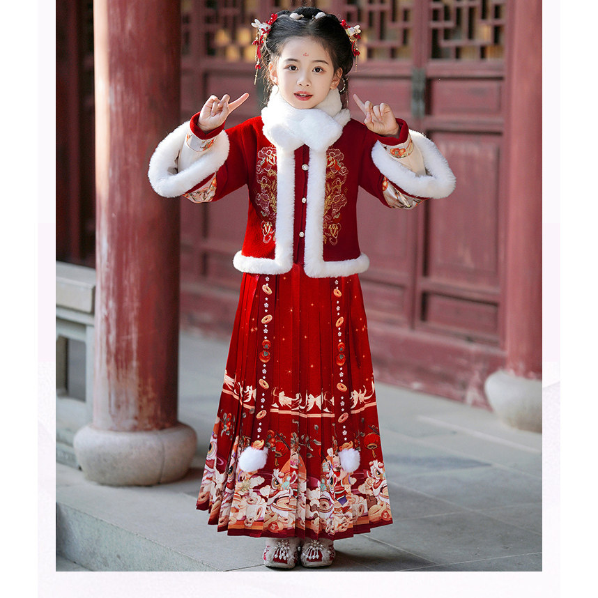 马面裙女童拜年服秋冬款2026新款儿童汉服冬季过年服冬装加绒加厚,淘宝优惠券,粉丝福利购,淘宝优惠卷
