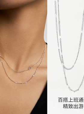 【圣诞礼物】KKLUE-基础S925银双层闪闪项链水波纹素链毛衣链