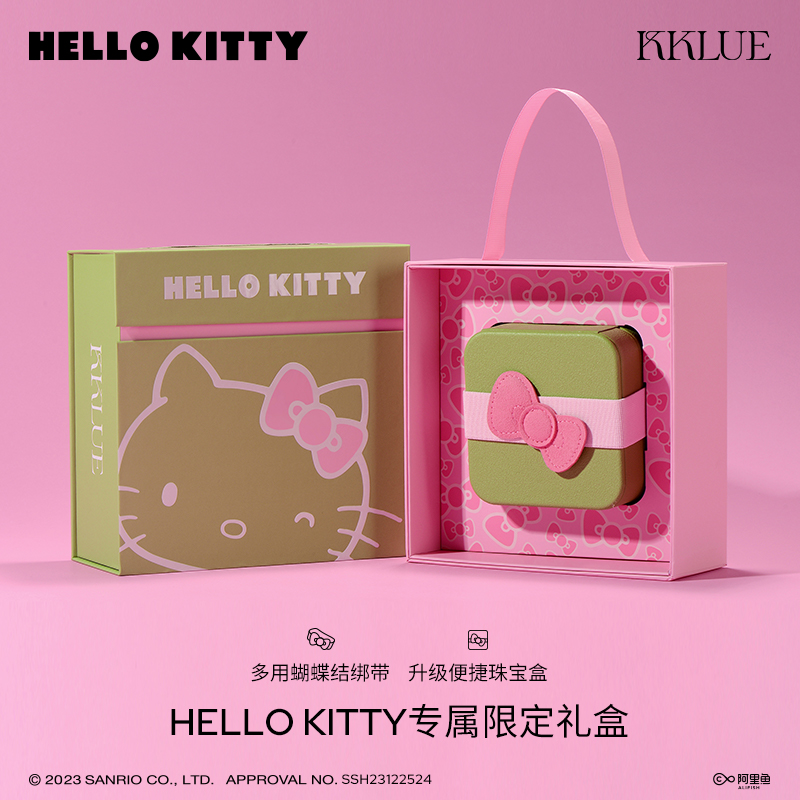 HELLO KITTY官方授权系列18K金耳钉黑玛瑙白贝母耳饰气质KKLUE-图3