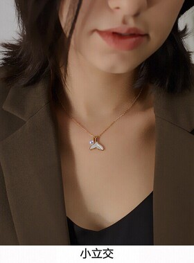 小立交天然淡水纯银镀18k金项链