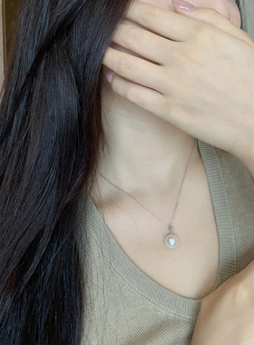 小立交大颗粒淡水珍珠吊坠项链女