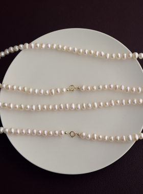 5.5-6mm椭圆天然淡水珍珠项链