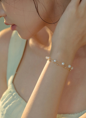小立交5.5-6mm淡水珍珠手链手饰