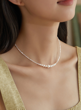 小立交《碎银子》渐变微笑项链